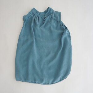 Anthropologie Cloth & Stone Teal Blue Mockneck Sleeveless Blouse XS